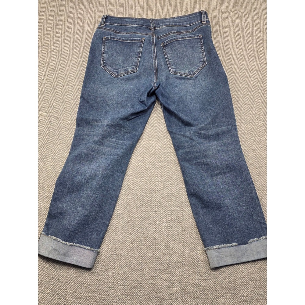 Kut from the Kloth Amy Crop Straight Leg Jeans Blue Medium Wash Size 10 Stretch - Picture 9 of 10